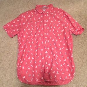 Pink nautical short sleeve button down